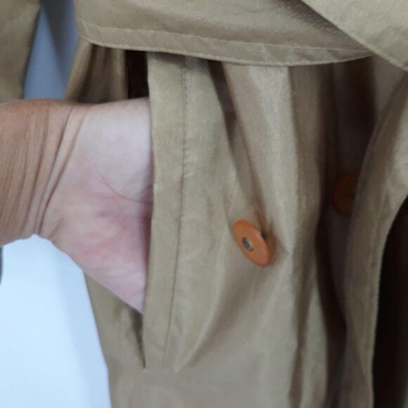 Vtg 80's Maggie Lawrence Coat Trench Longline Belted Waist Gold Sz 12 - Picture 10 of 11